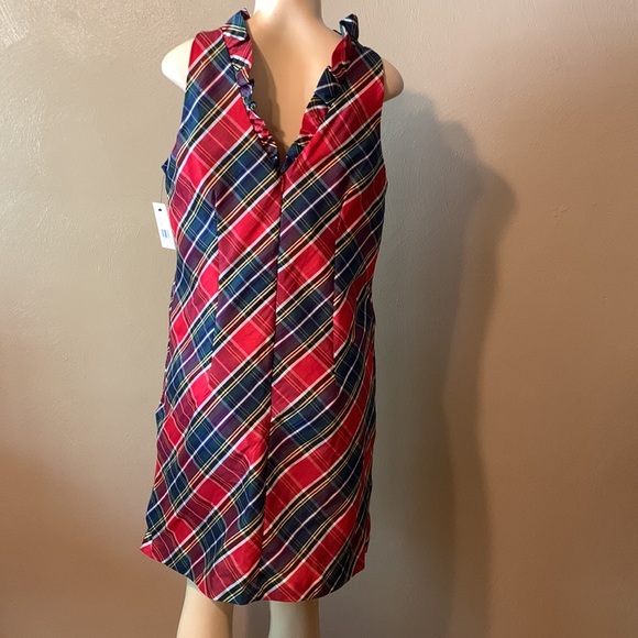 Crown & Ivy size 12 Red Plaid Family holiday dress pockets lined ruffled - Picture 6 of 8